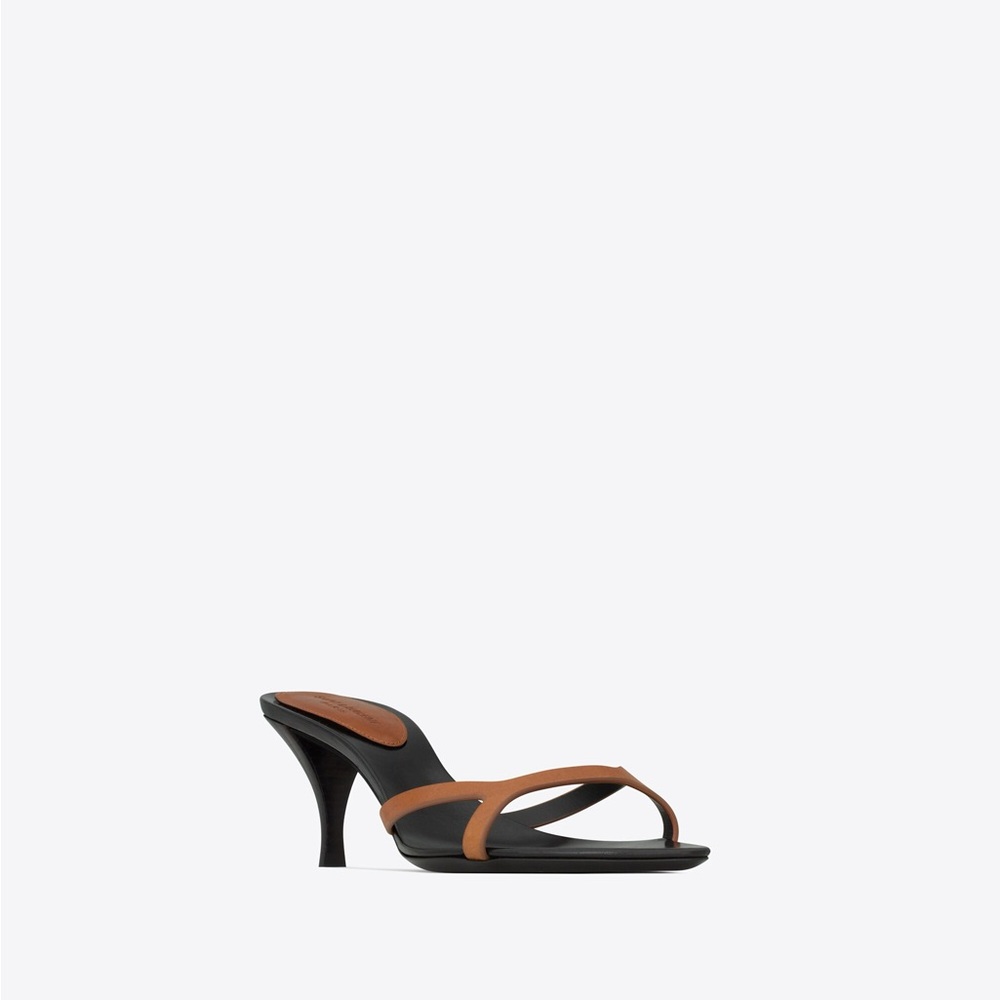 Saint Laurent Brown Carla 60 Leather Mule/Kitten Heel - Picture 8 of 10